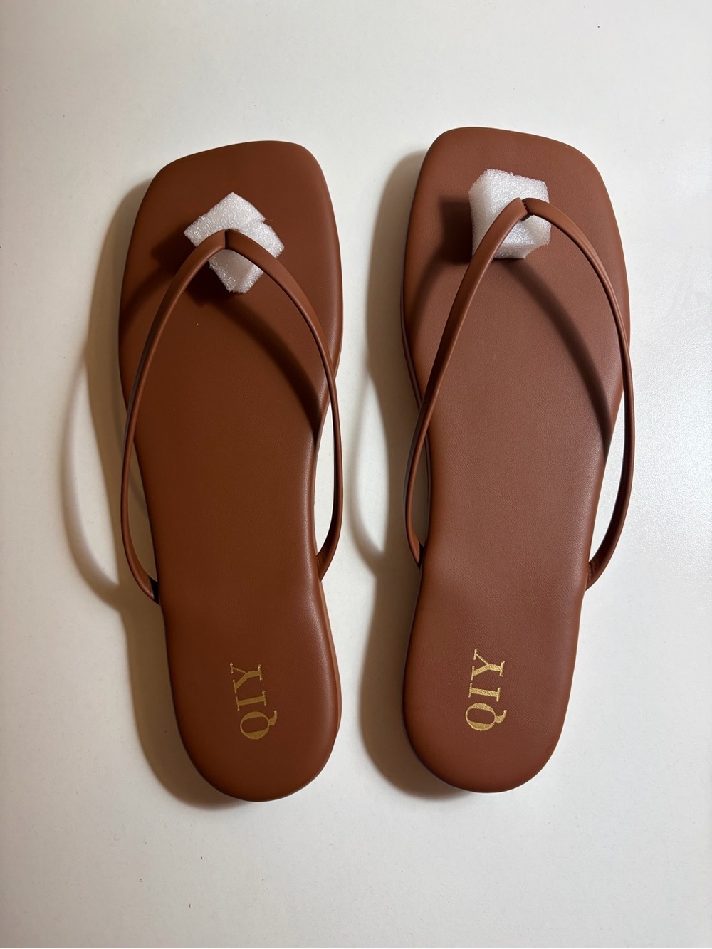 QIY Dark Brown Square Toe Platform Flip Flops | Size 11 |